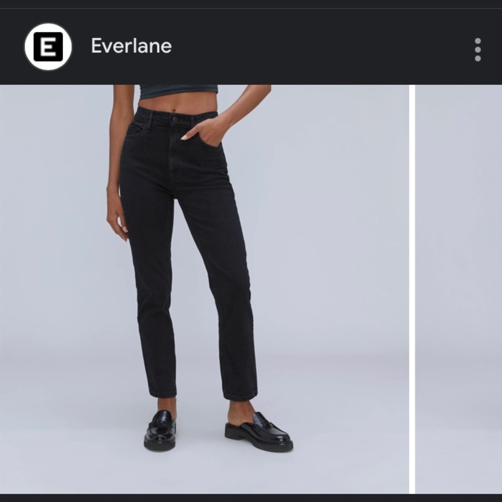 Everlane High Rise Straight jet black jeans